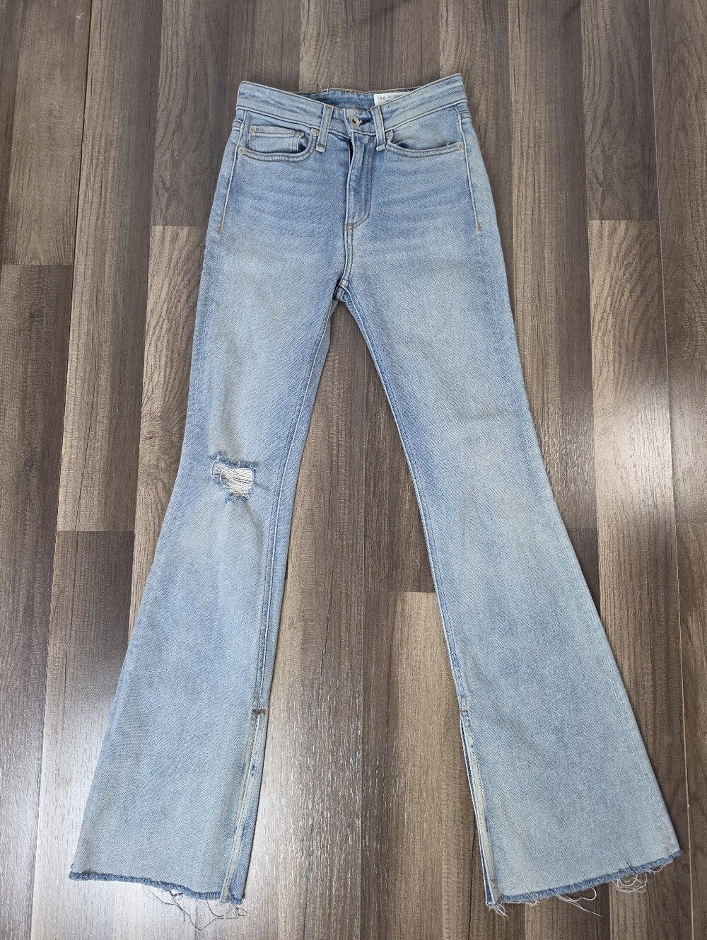 Rag & Bone Nina High-Rise Flare Jeans in Friary Distressed Boho Chic Festival.23